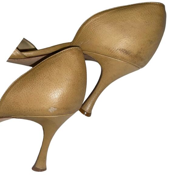 Manolo Blahnik Brown Tan Leather Buckle D'Orsay Open Toe Heels  Size: EU 38 US 8 - Picture 5 of 9